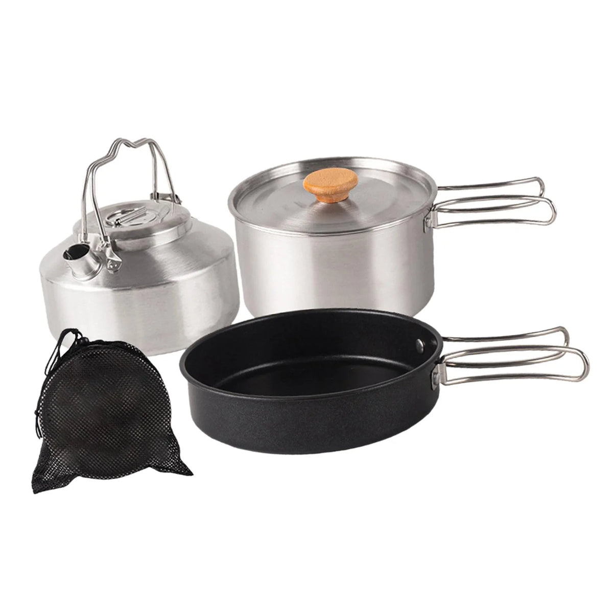 Camping Cookware Set with Saucepan and Kettle N757174