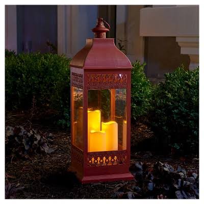 Red Triple LED Candle Lantern L824888