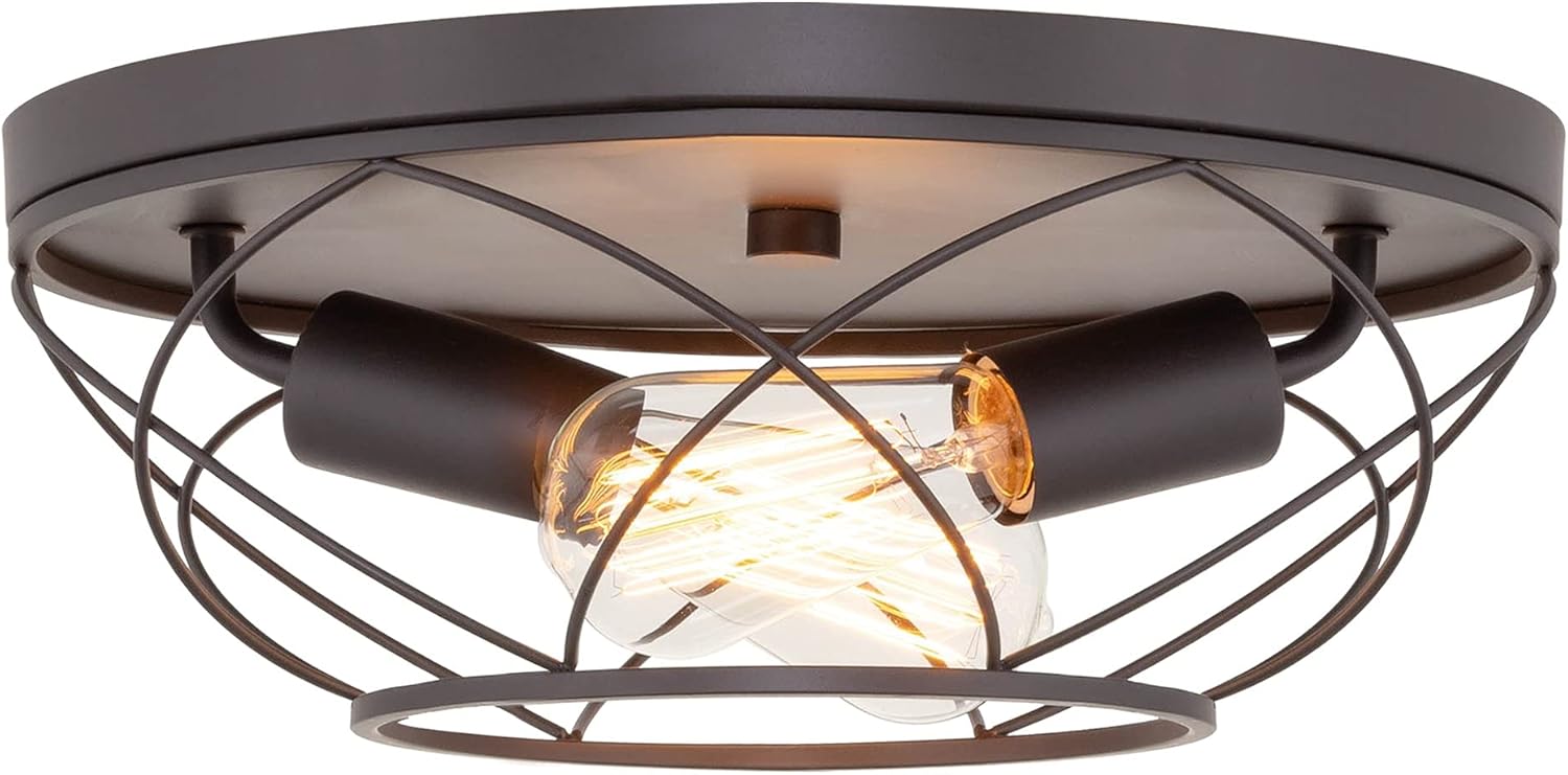 Brushed Nickel Finish 2-Light Flush Mount Ceiling Light X992536