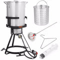 30qt Aluminum Turkey Deep Fryer Pot with Boiling Lid GAS Stove Burner Stand Injector Thermometer O34685