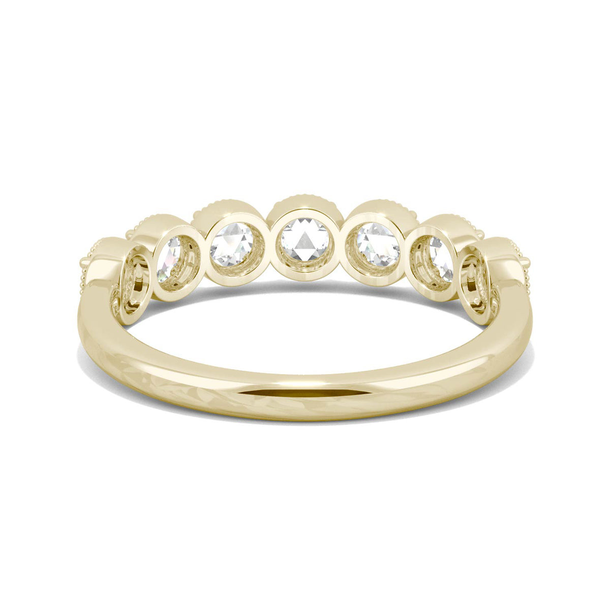 14K Yellow Gold 3mm Round Rose Cut Moissanite Wedding Band Size 6 A958172