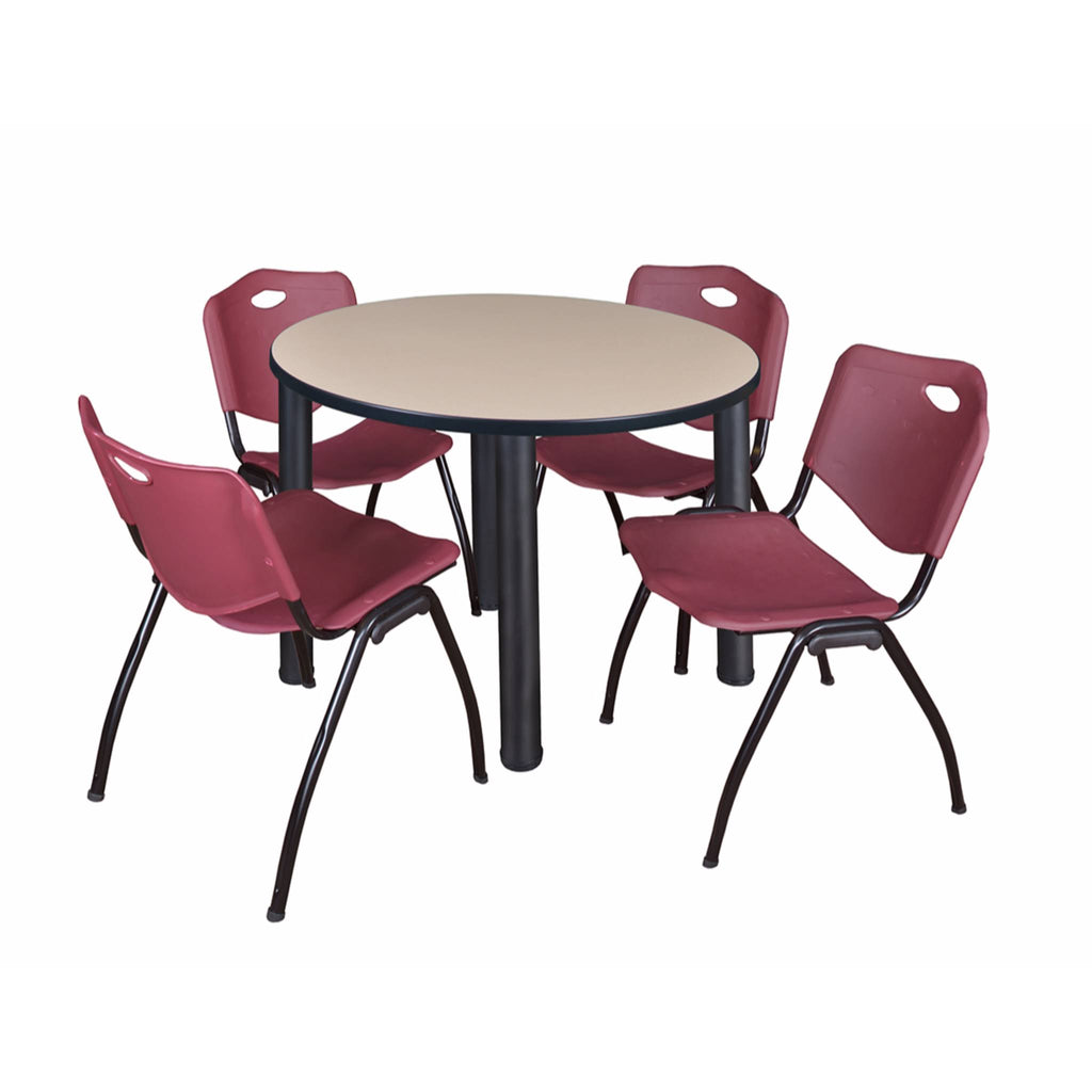 Round Breakroom Table with 4 Stack Chairs K82408