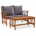 2 Piece Solid Acacia Wood Garden Set with Cushions J175393