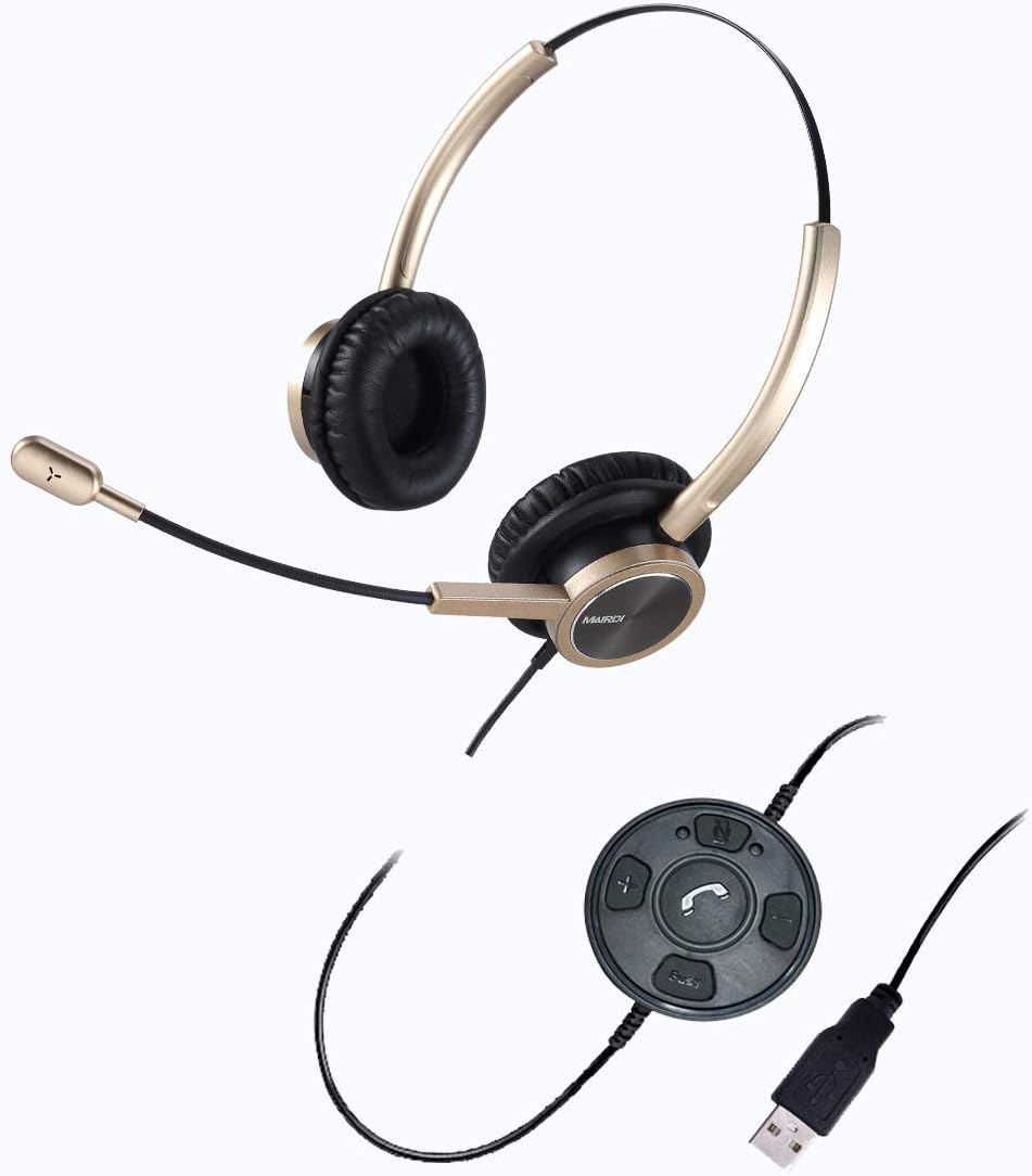 USB Headset with Noise Cancelling Microphone, Mono PC Headset with Busy Light Indicator X464