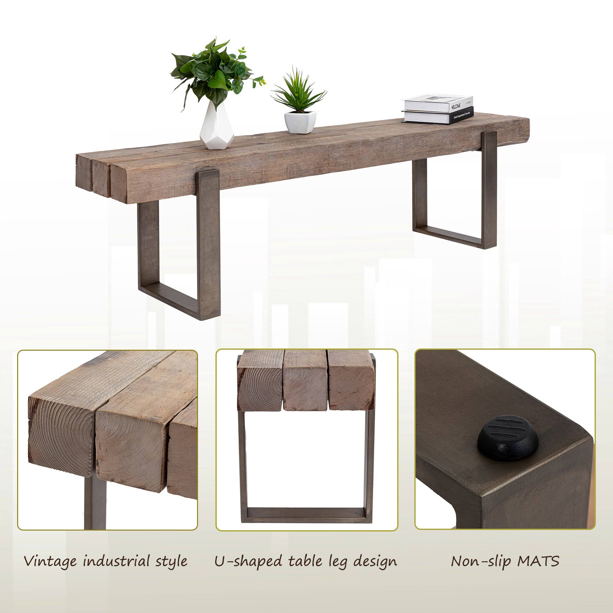Antique Rustic Pine Farm Bench Y925