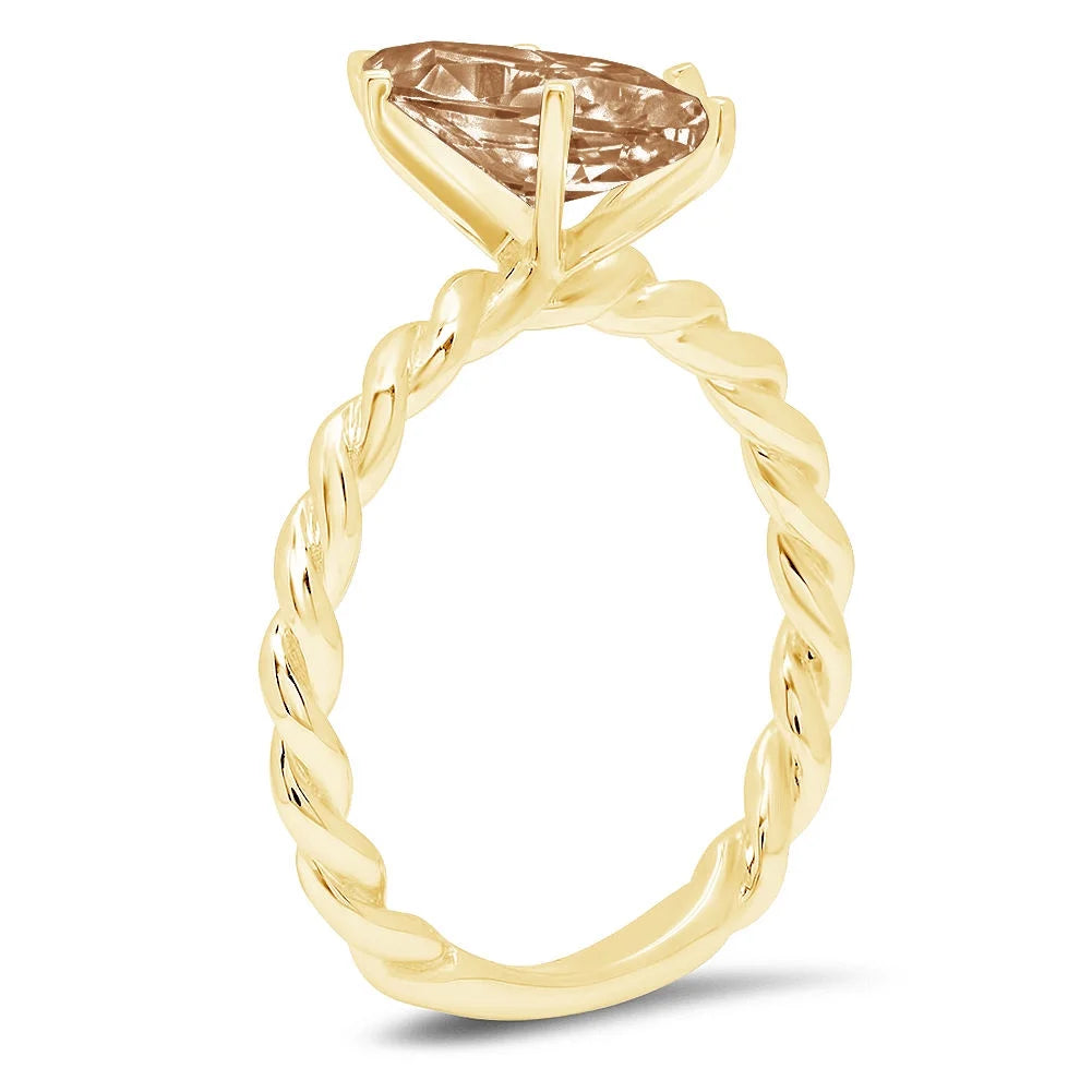 Champagne Simulated Diamond Marquise Cut Ring Size 6.25 H39665
