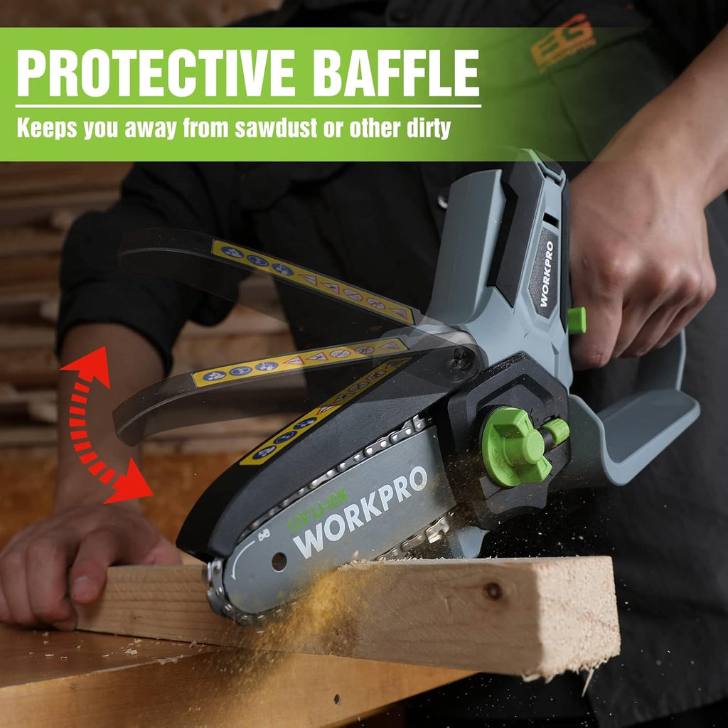 6" Cordless Mini Chainsaw with 2 Batteries and Replacement Guide Bar B615577