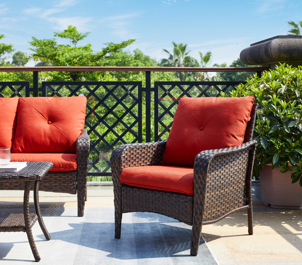Red Cushioned Patio Chair Set of 2 C3851