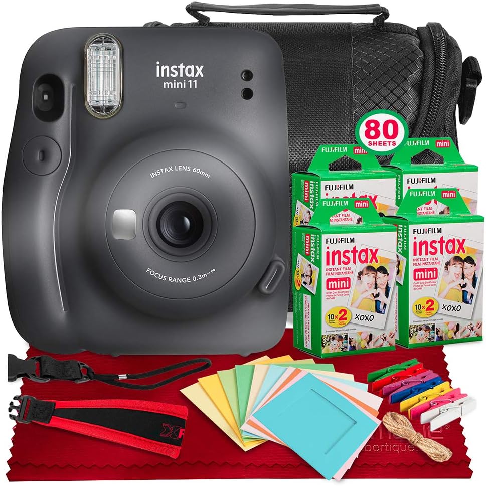 Charcoal Grey Instant Film Camera with 80 Exposures W8447