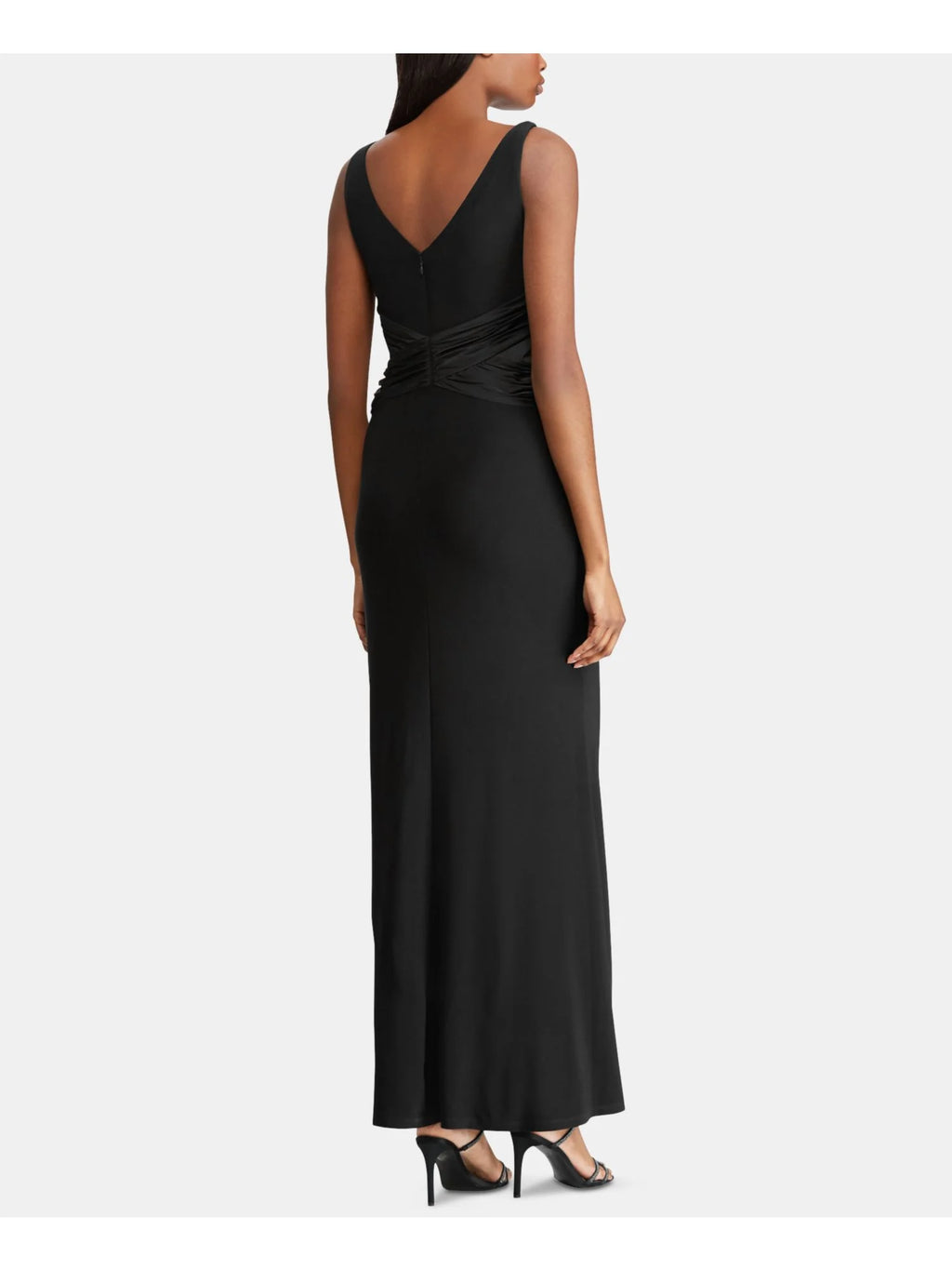 Black Sleeveless Boat Neck Maxi Sheath Dress E3213