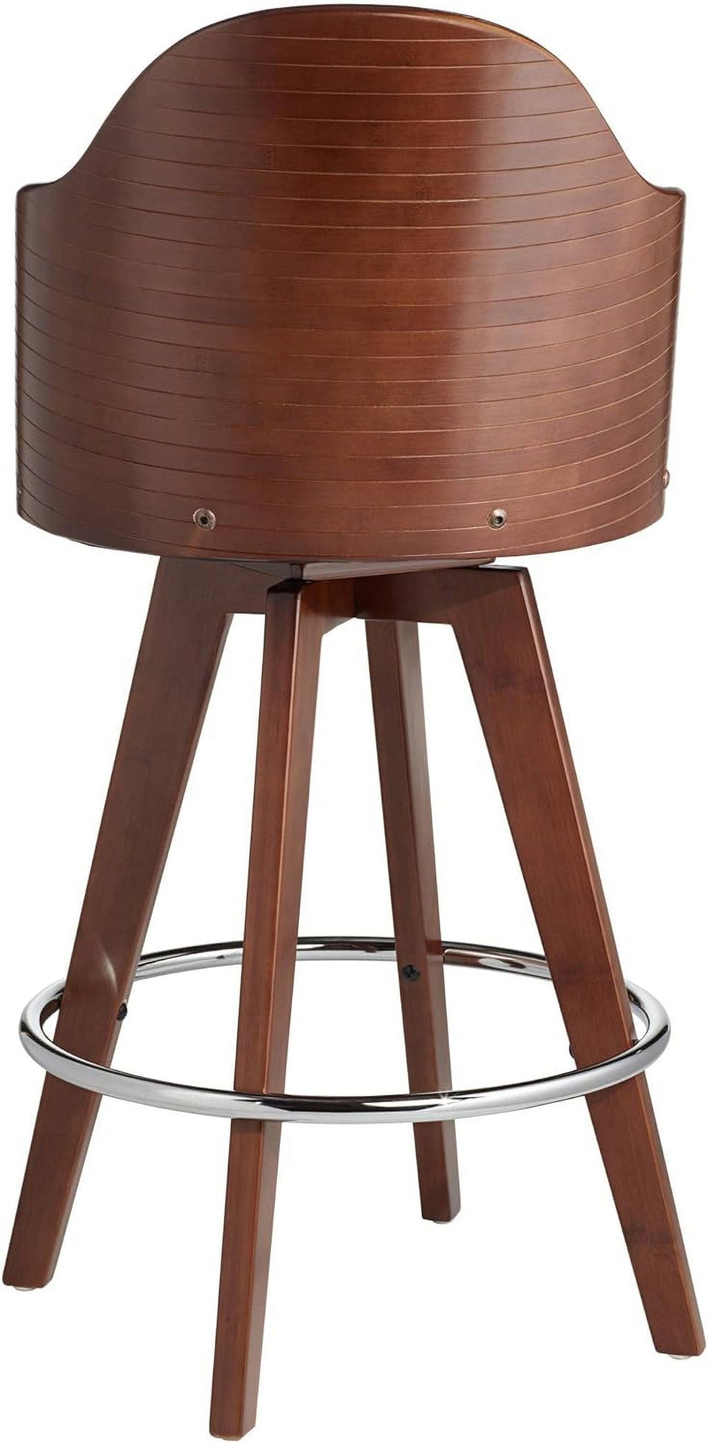 Dark Walnut Wood Swivel Stool with Backrest Footrest N94861