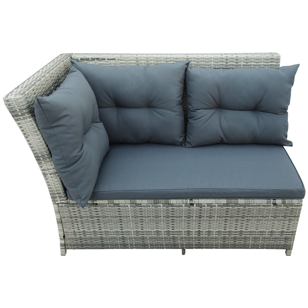 Gray 6 Piece PE Rattan Patio Sofa Set with Table Ottomans Cushions D340038