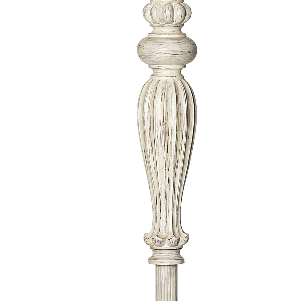 Antique White Cream Scallop Fabric Dome Shade Floor Lamp U818325