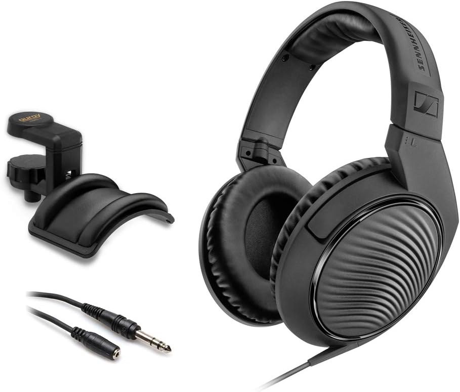 HD 200 Pro Monitoring Headphones with Headphone Holder & Stereo 1/4 Male Headphone Extension Cable 10' Bundle I24974