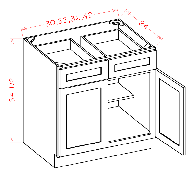 2 Doors 2 Drawers 1 Shelf Base Cabinet High-Density Fiberboard Y4302