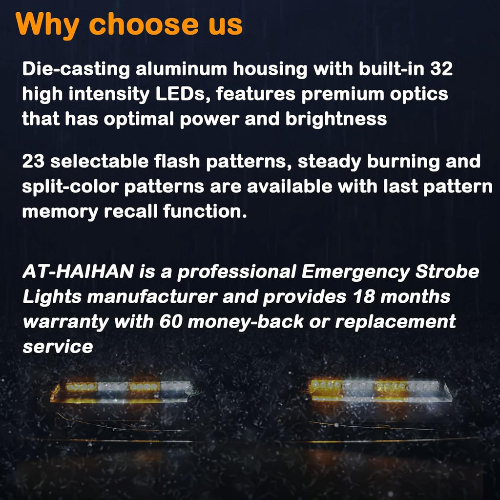 2-in-1 LED Amber White Emergency Dash Strobe Light Bars Pack of 2 S585341