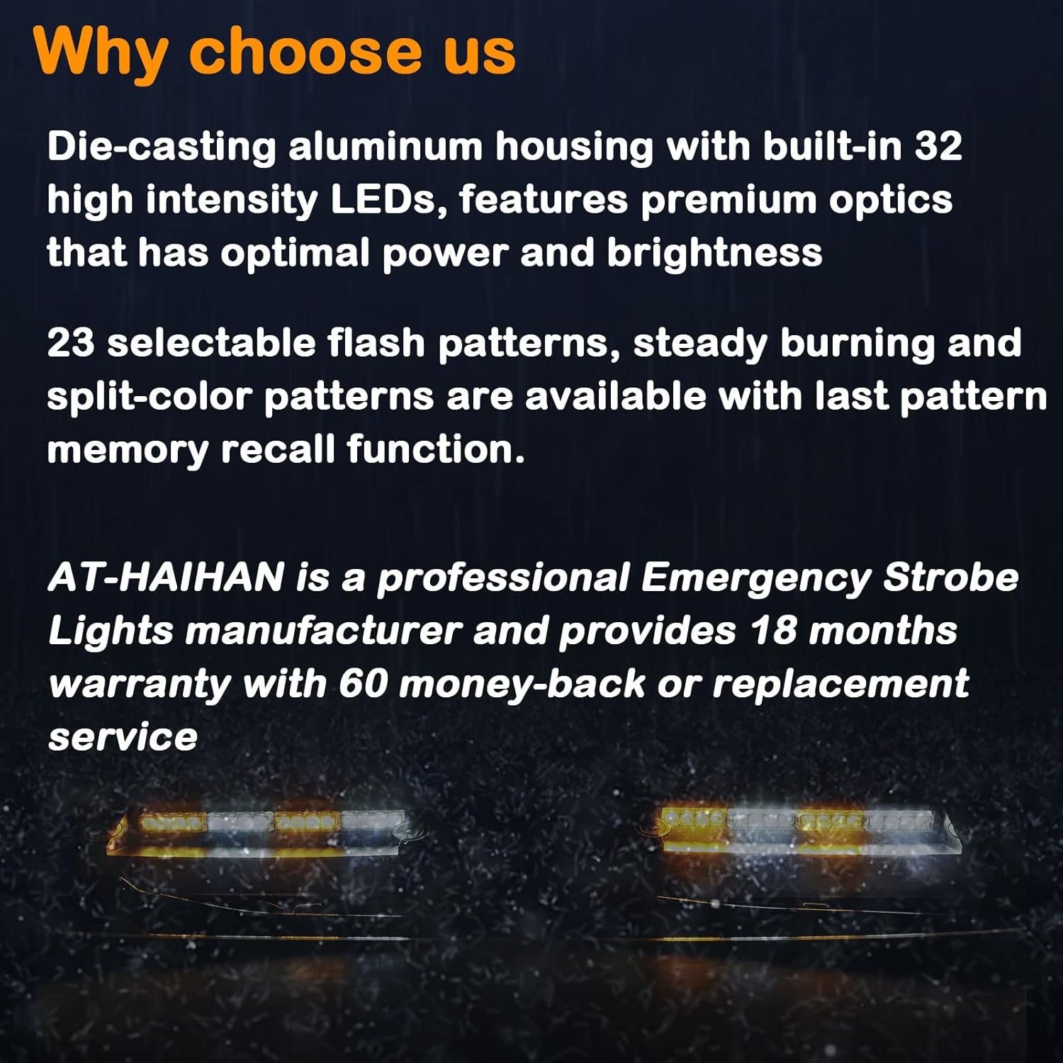 2-in-1 LED Amber White Emergency Dash Strobe Light Bars Pack of 2 S585341