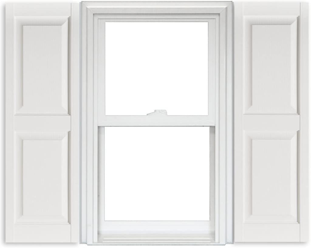 White Vinyl Raised Panel Shutters 15 Inch x 51 Inch Pack of 2 J982