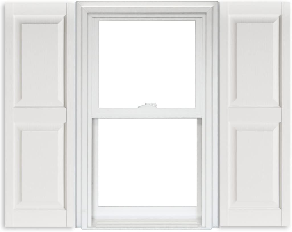 White Vinyl Raised Panel Shutters 15 Inch x 51 Inch Pack of 2 J982
