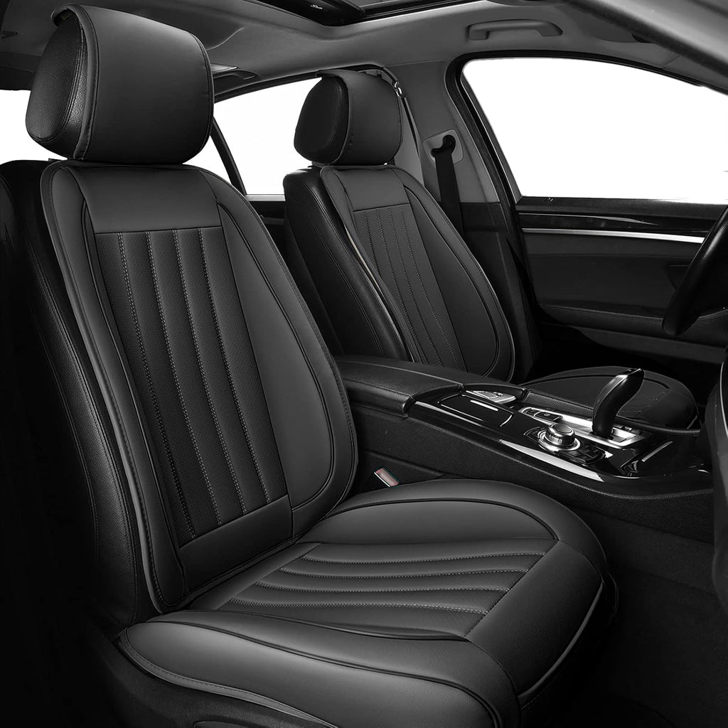 2pc Black Leather Universal Car Seat Covers O25180