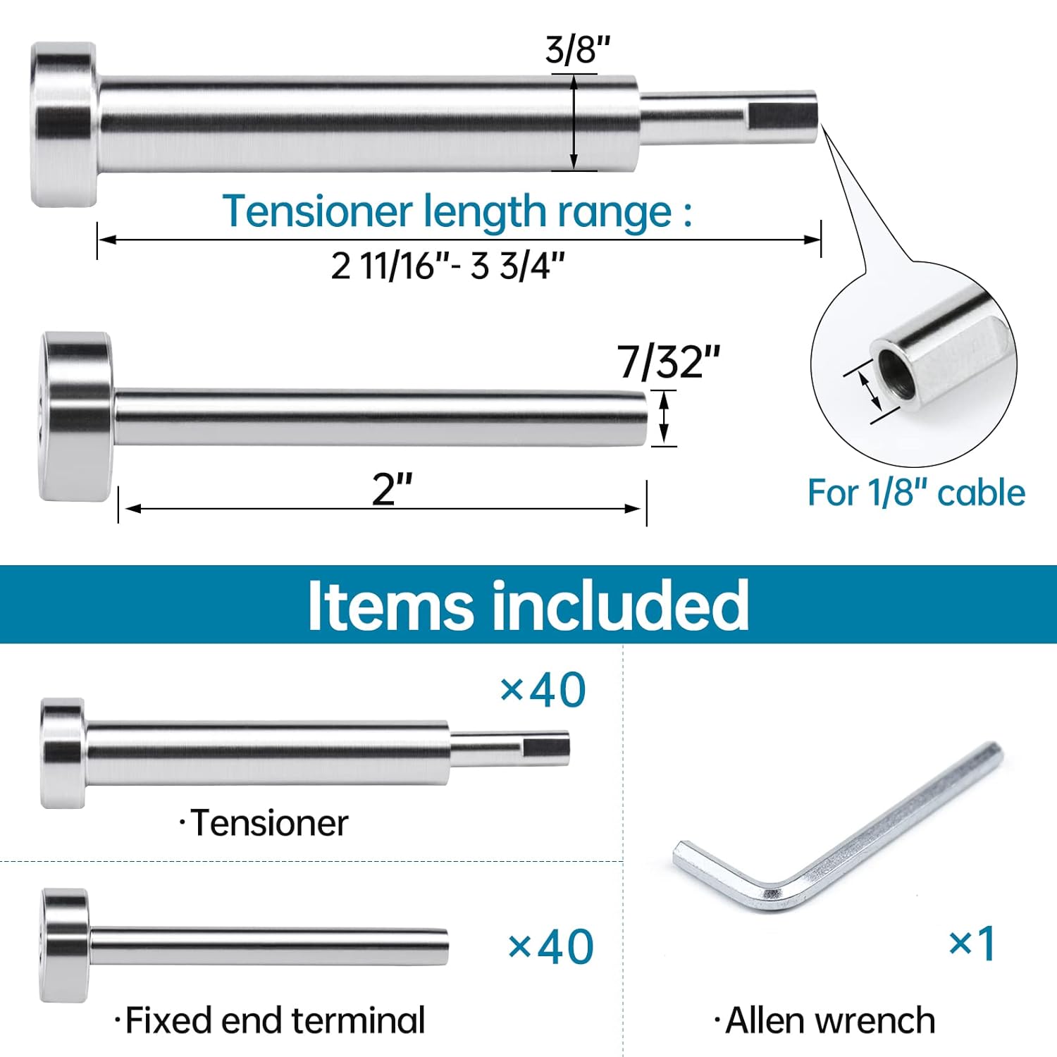 40Pair Invisible Cable Railing Kit T316 Stainless Steel X9963