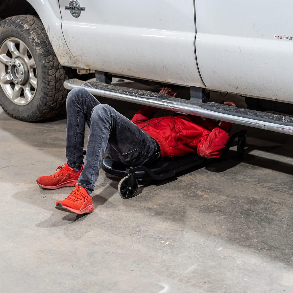 Black Low Profile Automotive Creeper with All-Terrain Casters K154