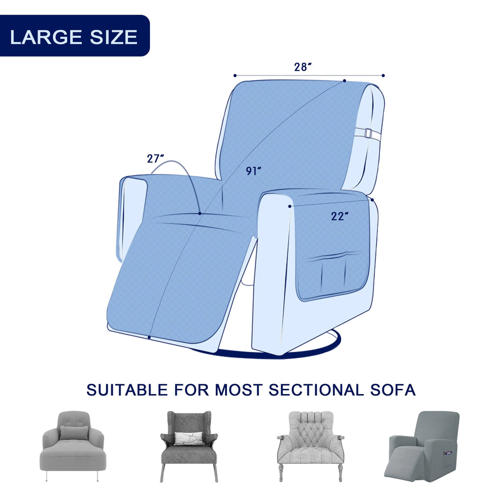 Reversible Recliner Sofa Slipcover with Side Pockets F925
