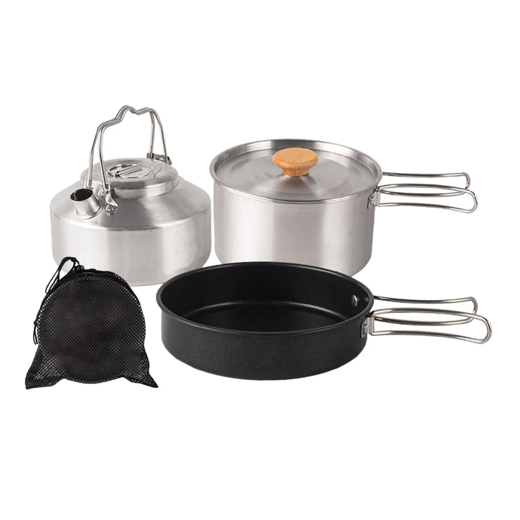Camping Cookware Set with Saucepan and Kettle N757174