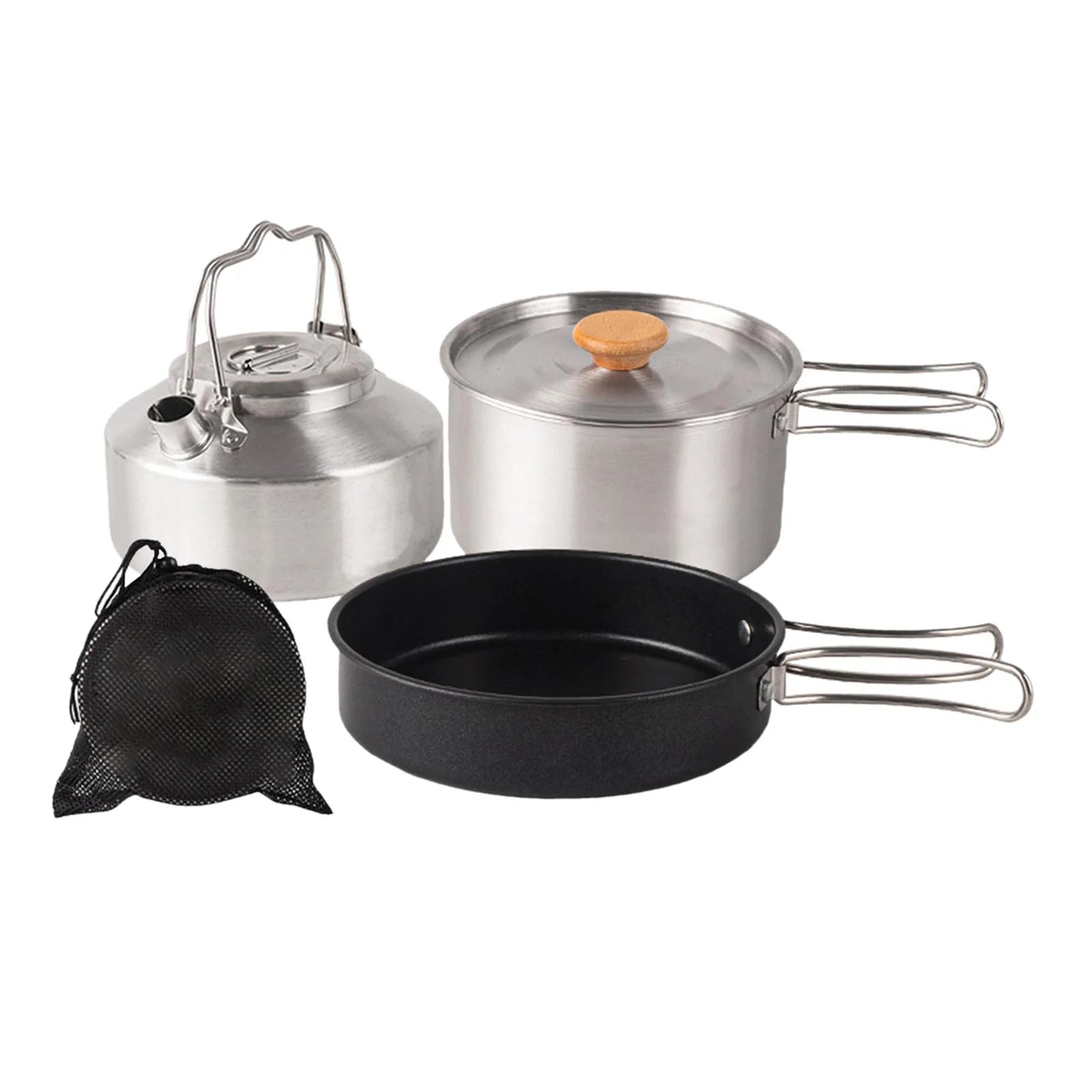 Camping Cookware Set with Saucepan and Kettle N757174