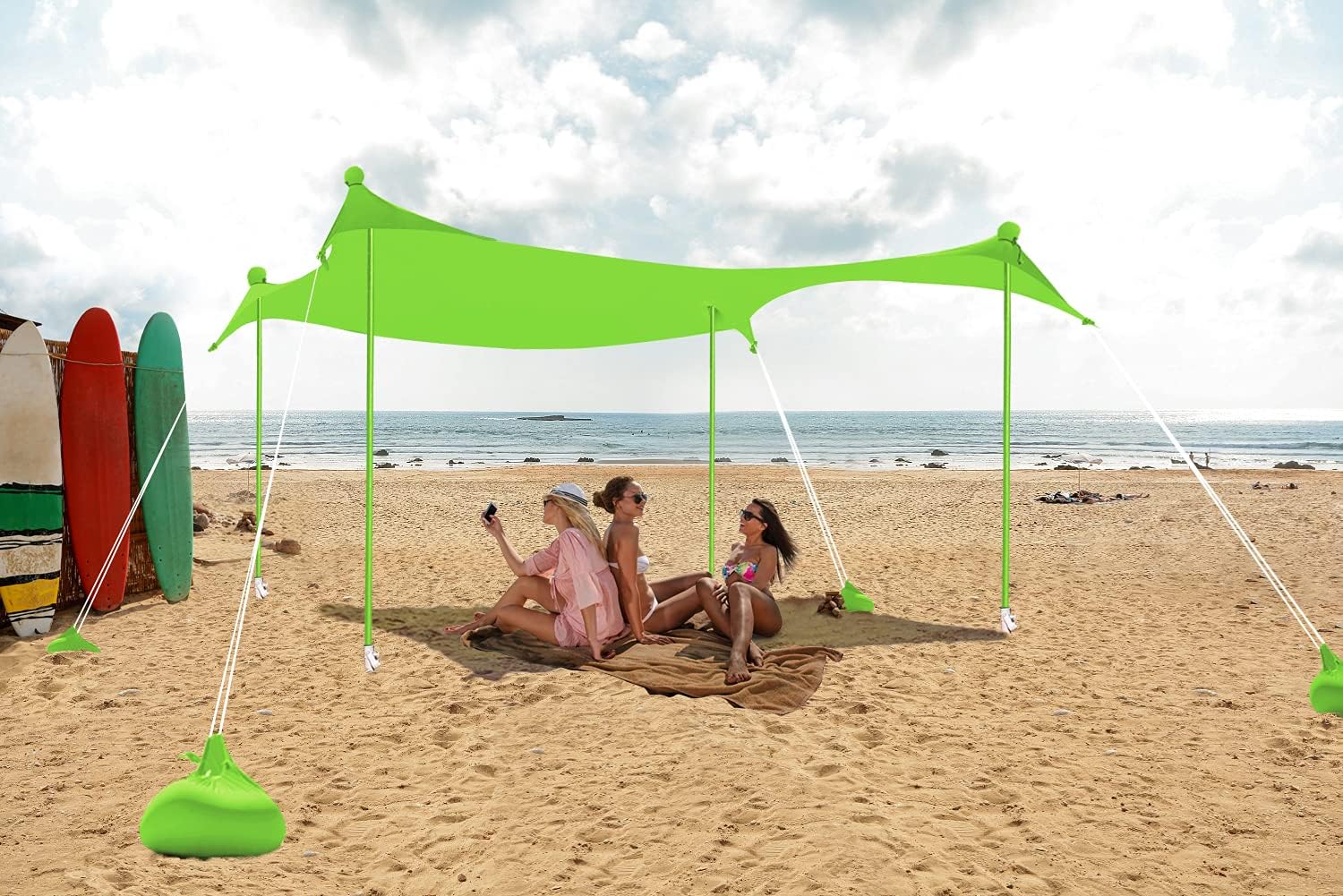 7x7 FT Kelly Green Beach Sun Shelter F8529