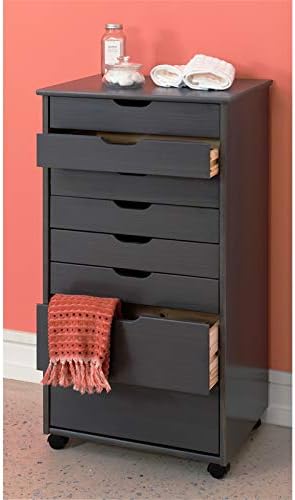 Gray Wood Rolling Storage Cart E149