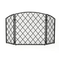 Black Contemporary Three Panel Fireplace Screen X852