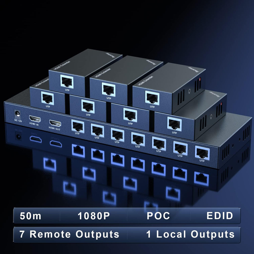 HDMI Extender Splitter 1x2 1080P@60Hz Over Cat 5E/6/7 Ethernet Cable 50m G7006