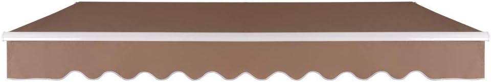 Beige 12x10 Feet Retractable Patio Awning with Manual Crank Handle N492