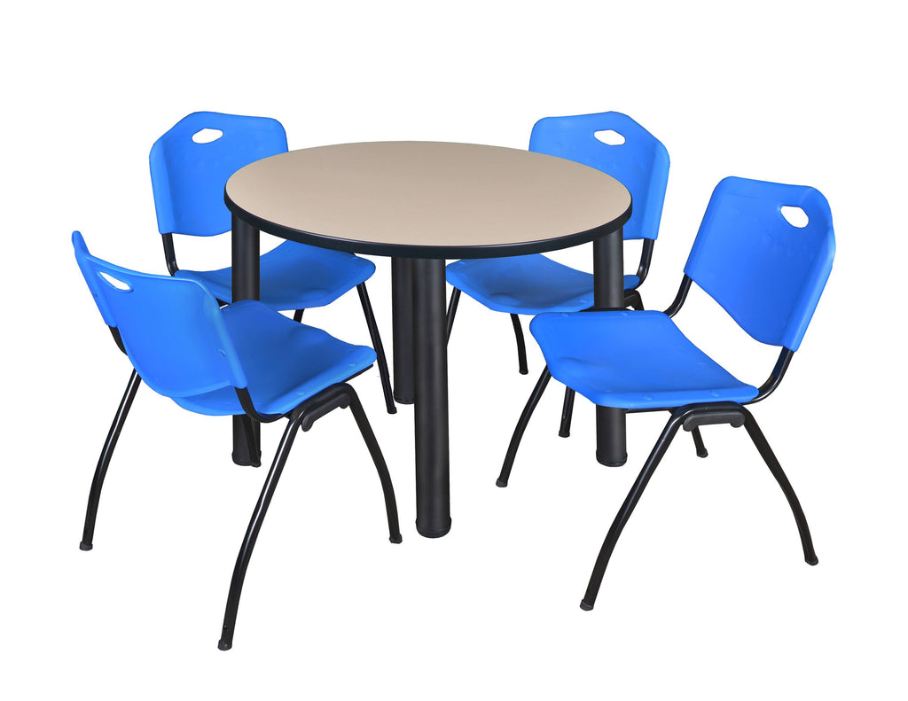Round Breakroom Table with 4 Stack Chairs K82408