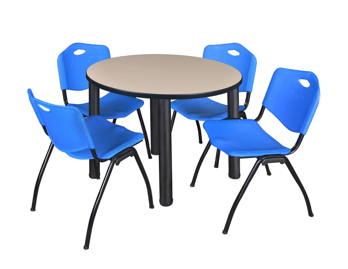 Round Breakroom Table with 4 Stack Chairs K82408