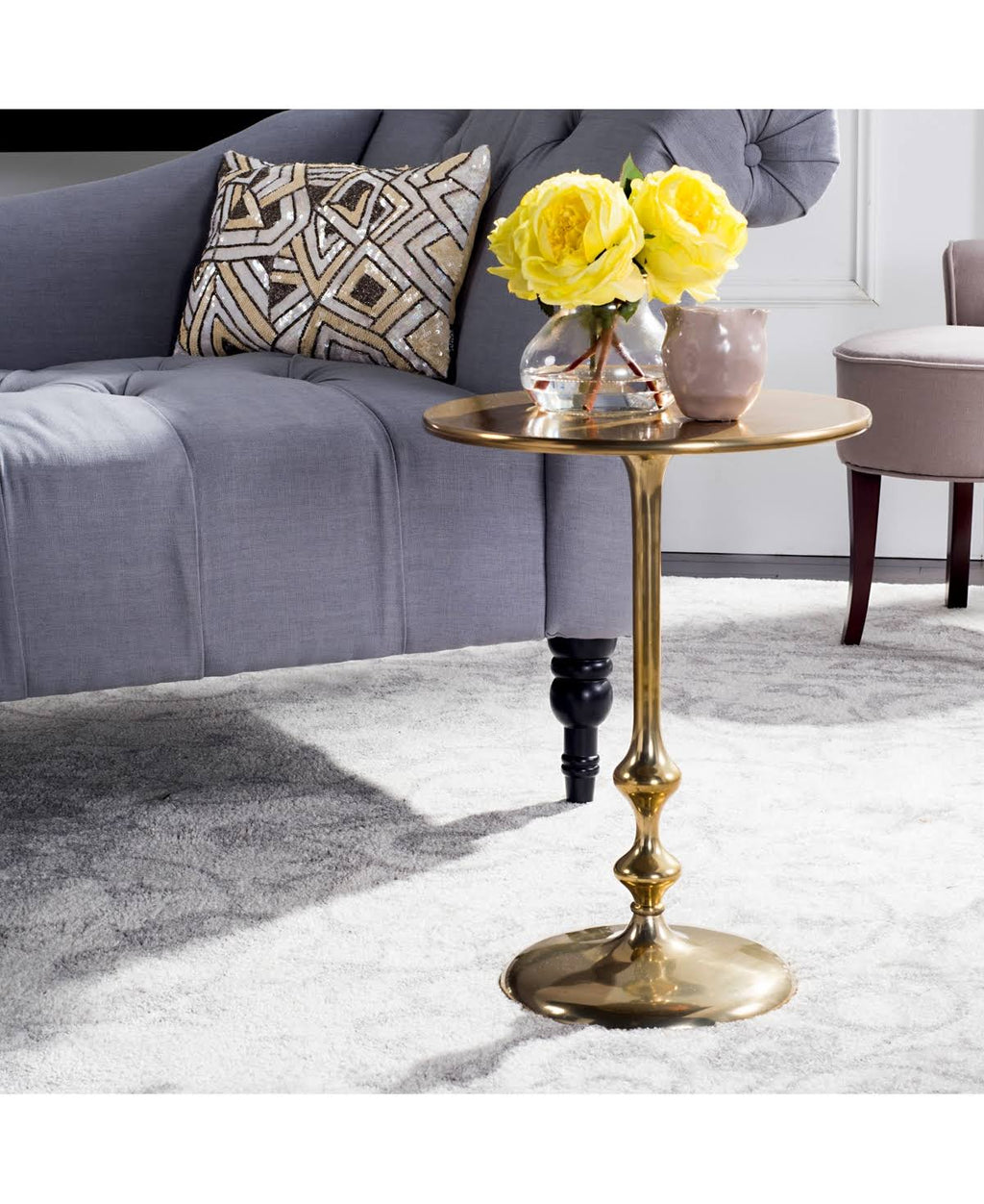 Antique Brass Round Side Table C471532
