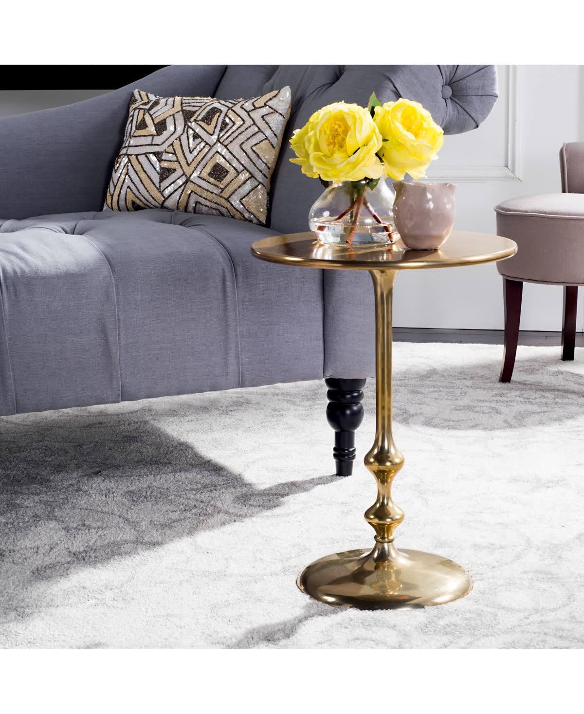 Antique Brass Round Side Table C471532