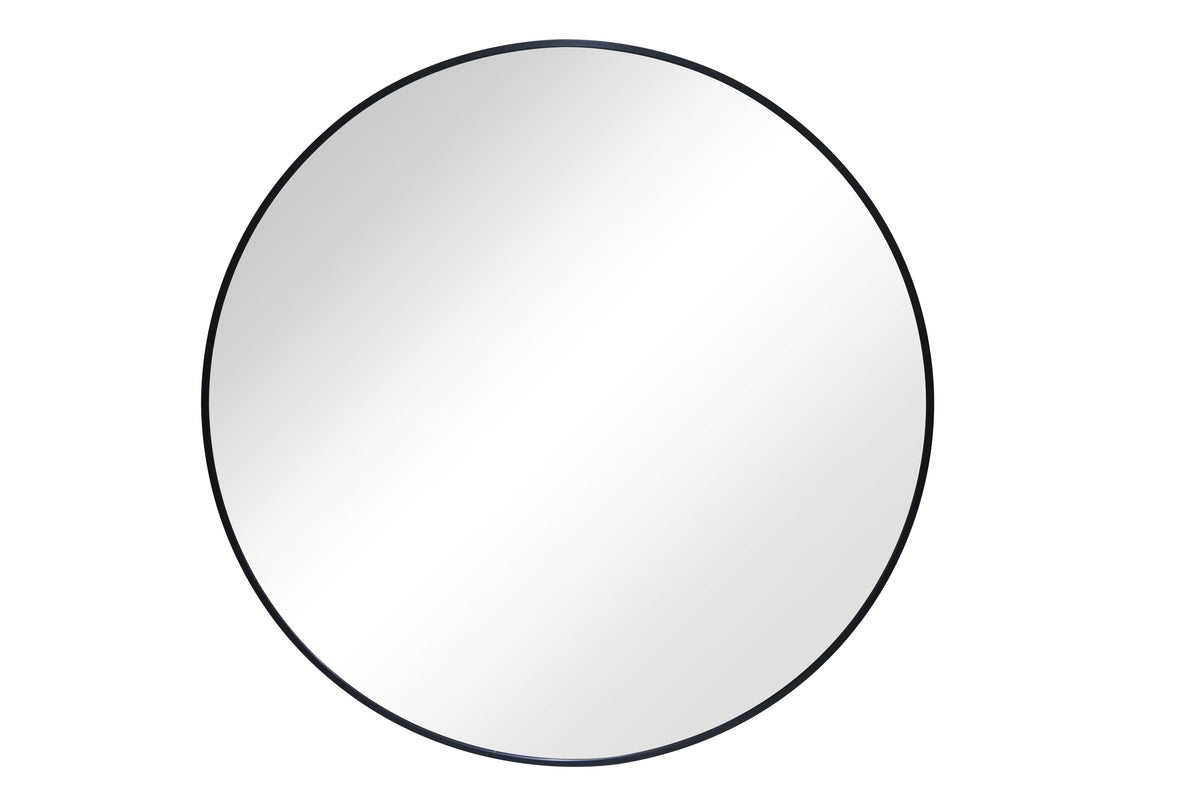Black Finish Round Wall Mirror E339
