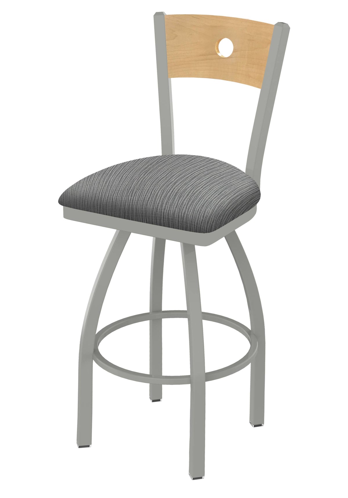 Natural Back Swivel Counter Stool with Anodized Nickel Finish Y31169