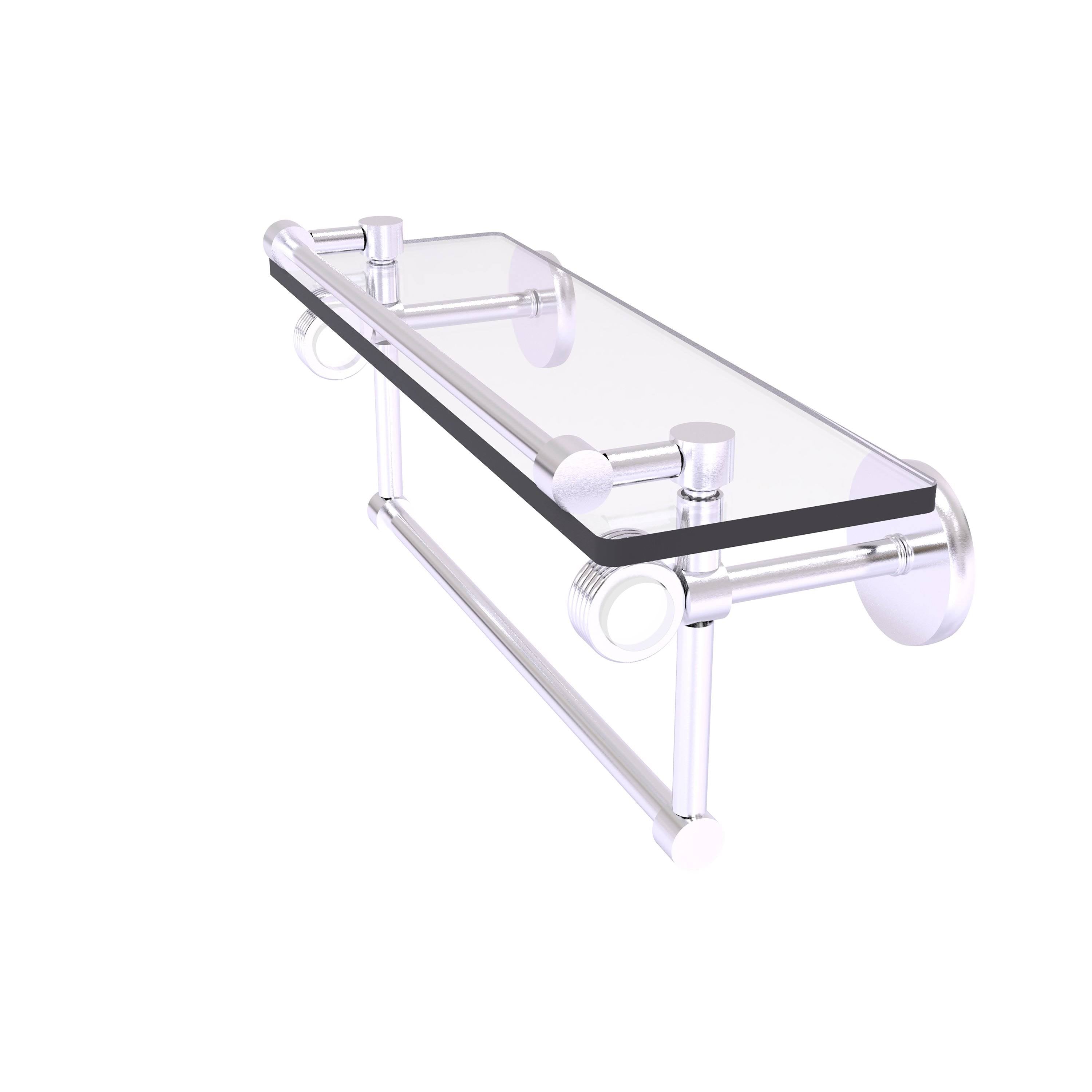 Glass Shelf with Gallery Rail and Towel Bar - Satin Chrome / 16 inch I984