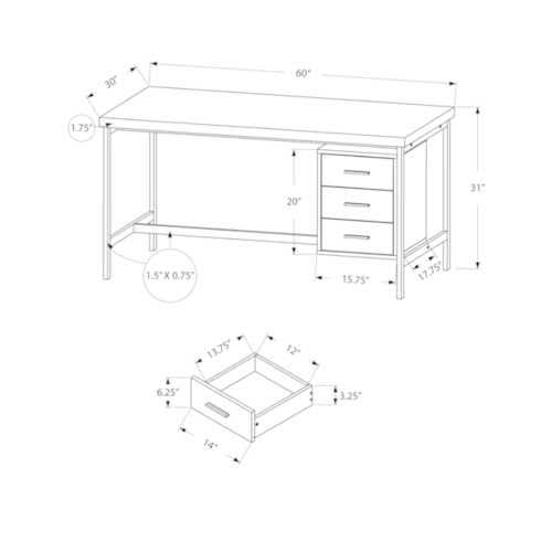 Black Grey Particle Board Metal Computer Desk P129055