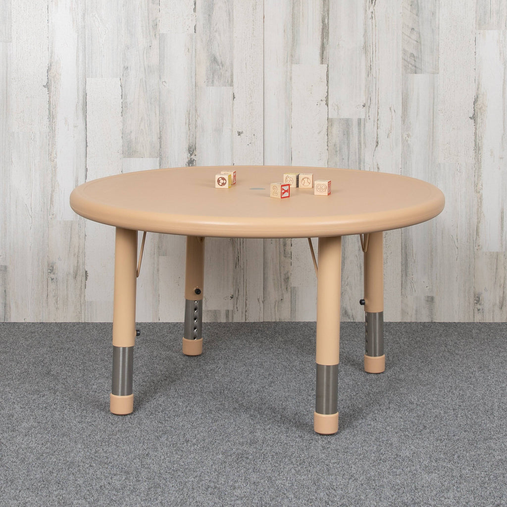 33x22 Round Natural Plastic Height Adjustable Activity Table M21627