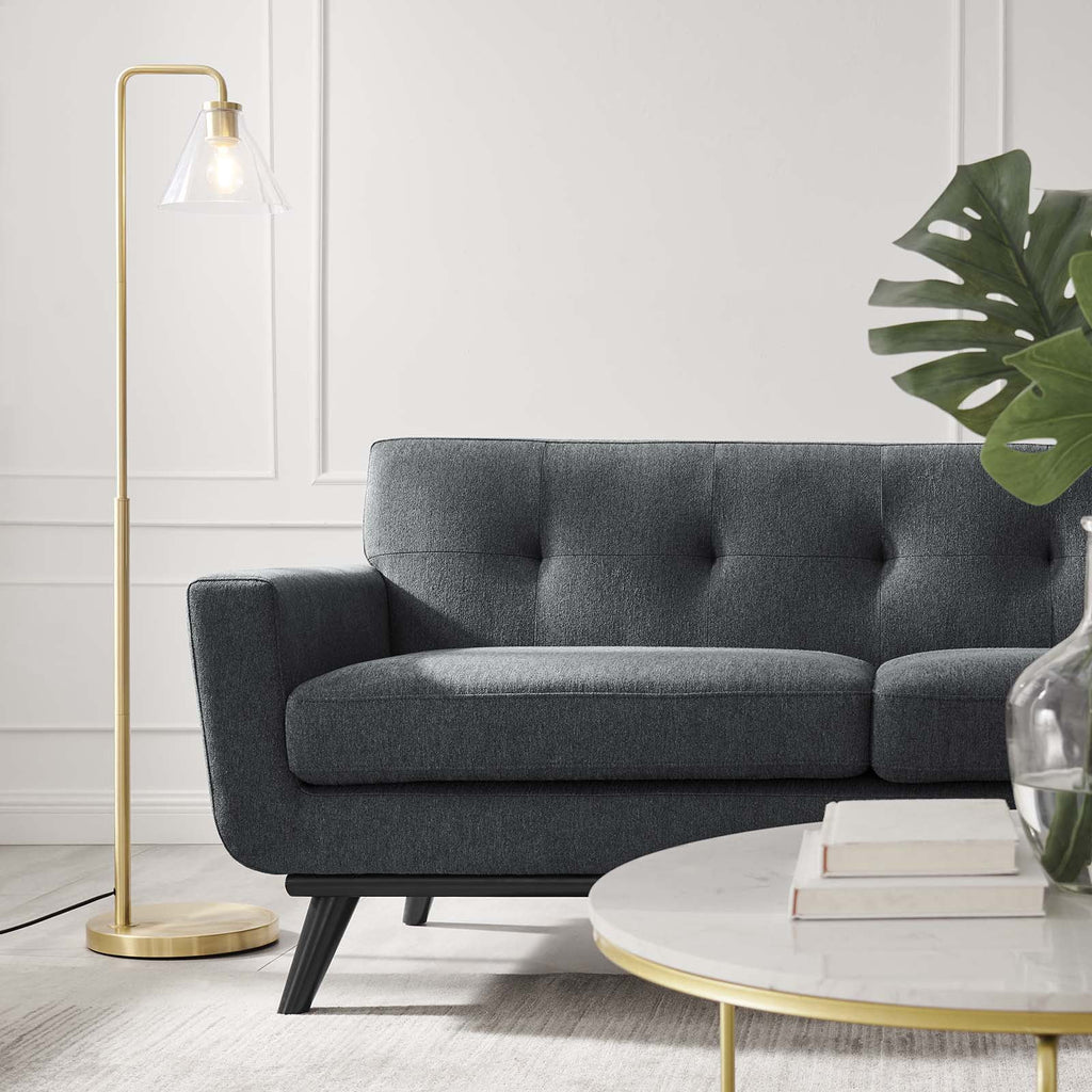 Charcoal Grey Fabric Loveseat Sofa H24516