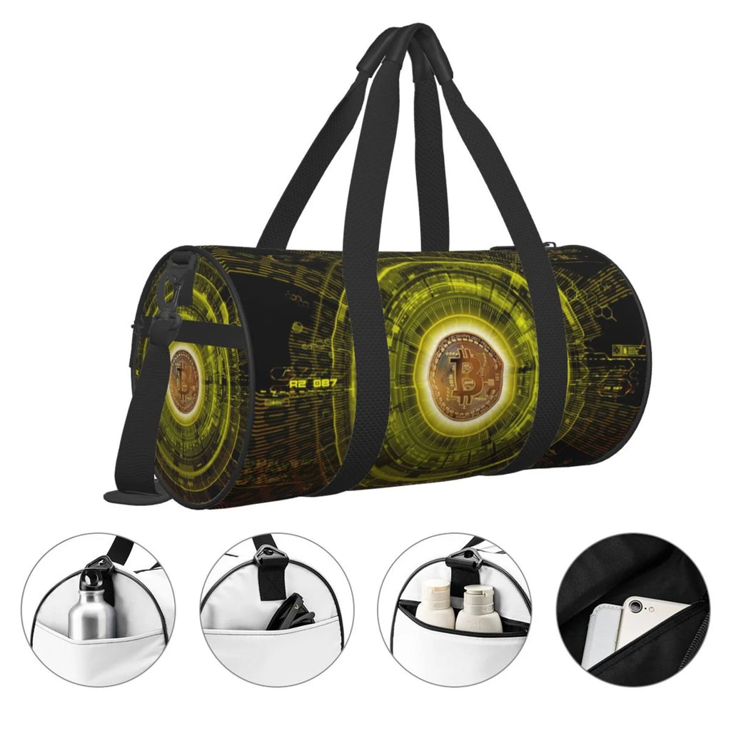 Gold Bitcoin Blockchain Cryptocurrency Unisex Large Duffle Bag Q583