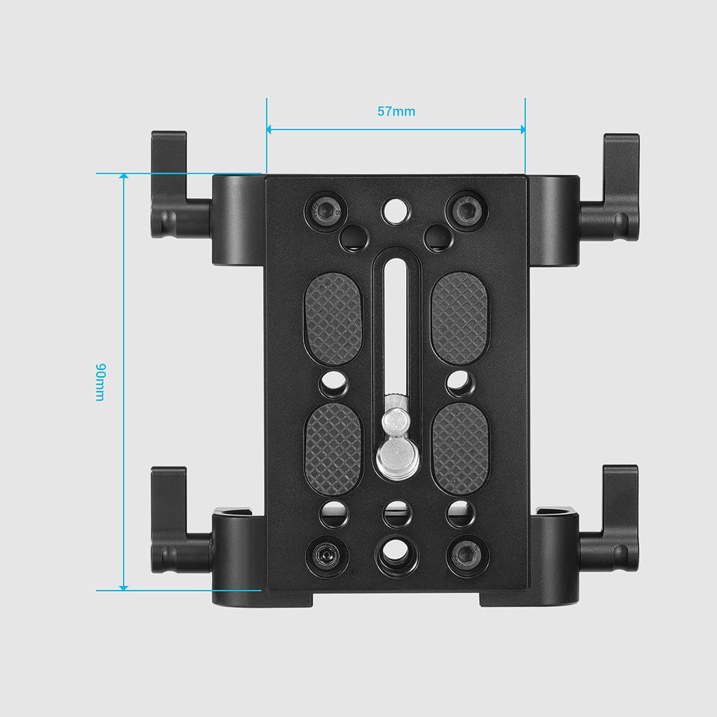 Camera Tripod Mounting Baseplate with 15mm Rod Clamp Rail Block Q405
