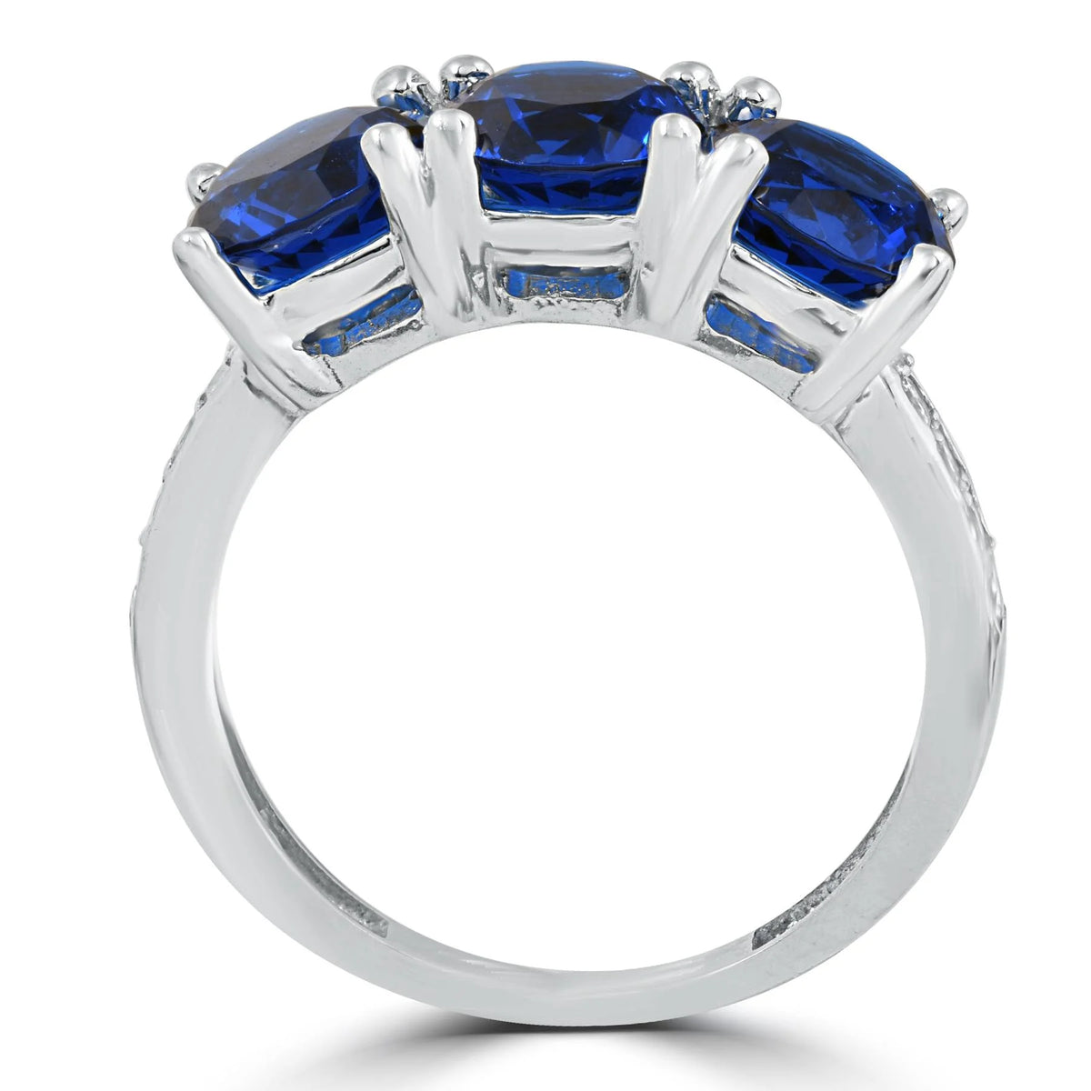 3 3/4ct Diamond & Synthetic Blue Sapphire Ring 10K White Gold O190