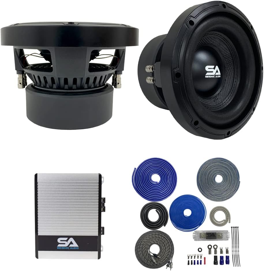 Pair of 8 Inch 1000 Watt Dual 4 Ohm Car Audio Subwoofer Package with Amplifier & Cables S105121