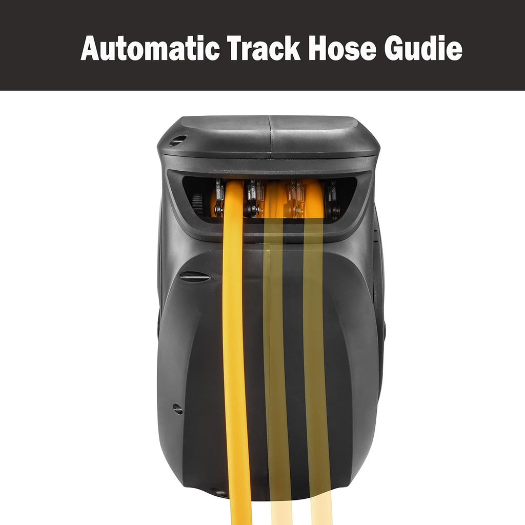 Retractable Air Hose Reel 3/8" x 50 ft Flex Hybrid Air Hose, 300PSI, Pack of 2 Y695