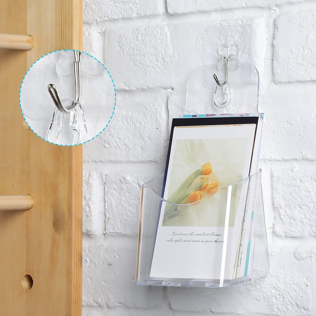 Clear Acrylic Brochure Holder with Adhesive Hooks, Pack of 2 T7242